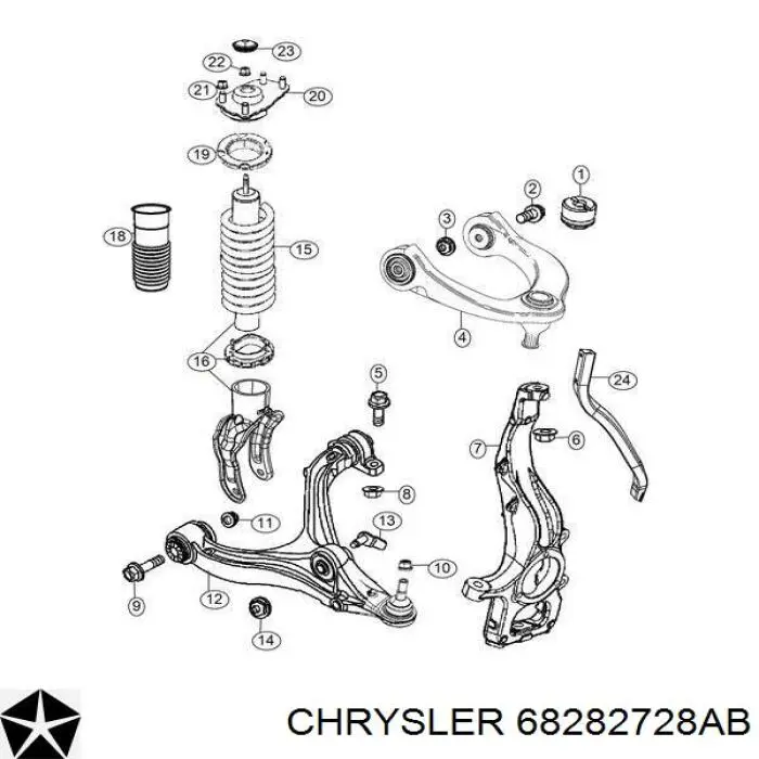 Wahacz zawieszenia przedniego dolny prawy Chrysler 68282728AB cena, od 125,48 USD