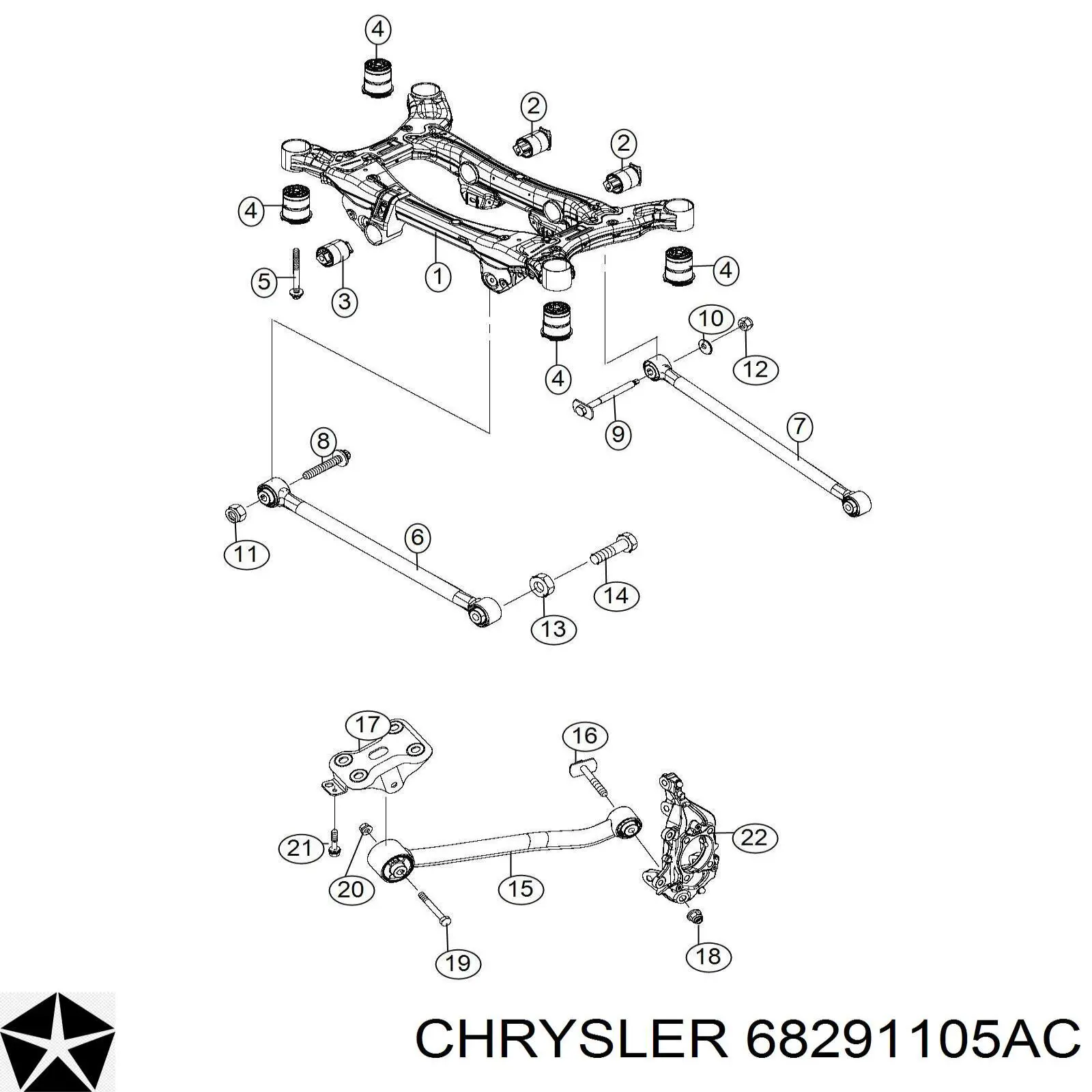 68291105AC Chrysler Czop (zwortnica) tylny lewy