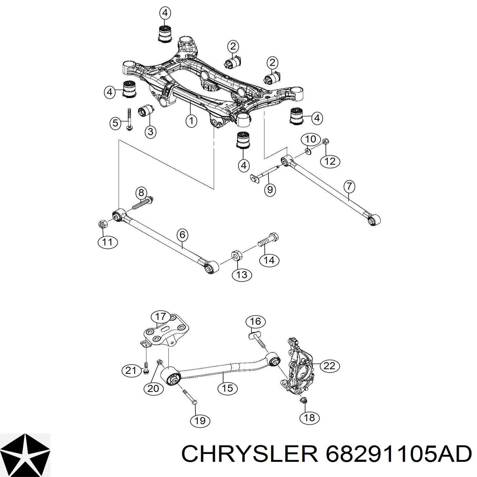 68291105AD Chrysler Czop (zwortnica) tylny lewy