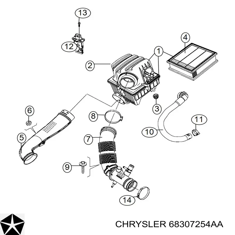 68307254AA Chrysler Obudowa filtra powietrza