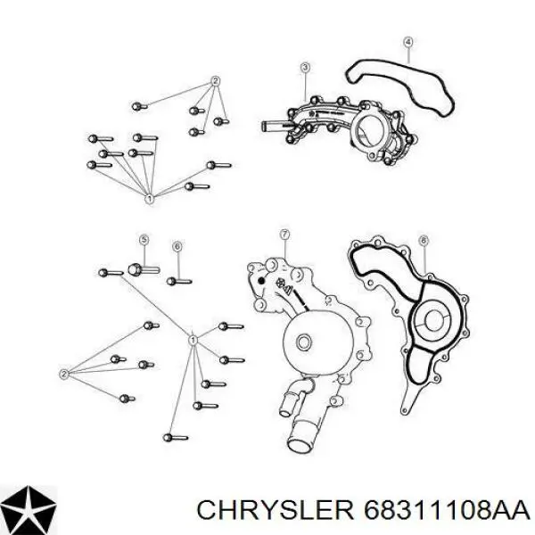 68311108AA Chrysler Pompa chłodząca wodna
