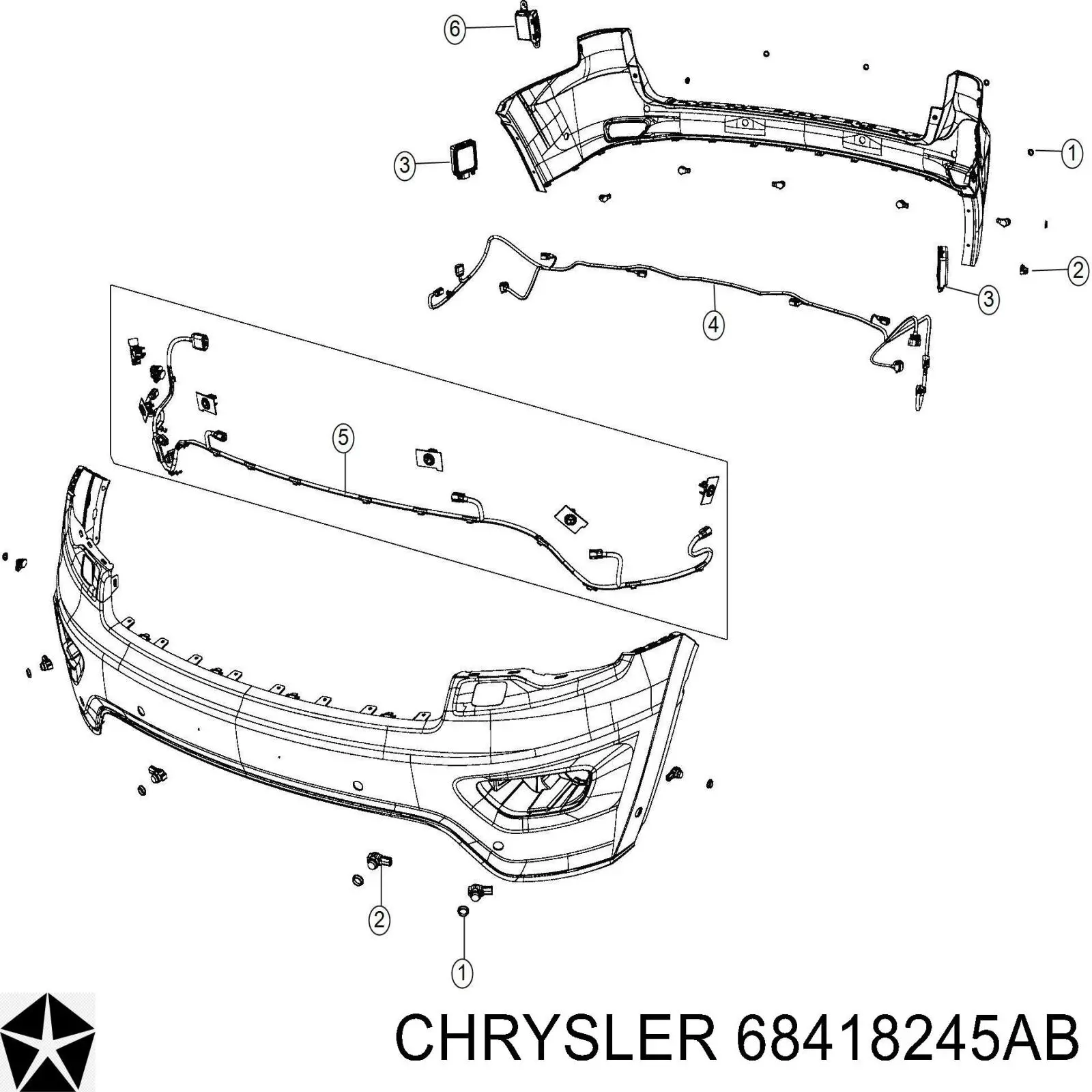 68418245AB Chrysler Czujnik kontroli martwej strefy tylny (martwego polam martwego punktu)