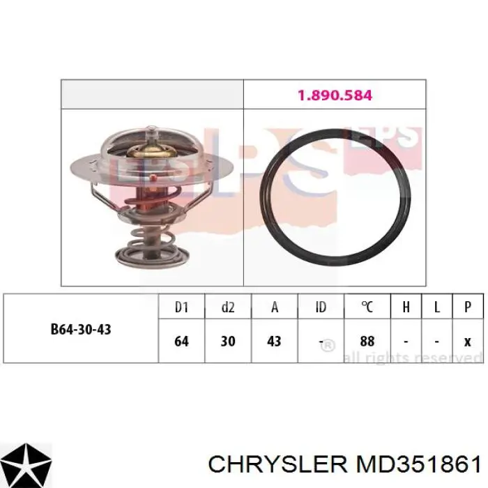 Do koszyka MD351861 Chrysler Termostat
