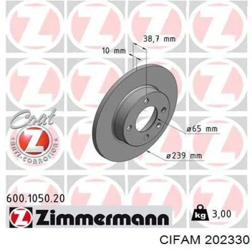Do koszyka 202330 Cifam Główny cylinder hamulców