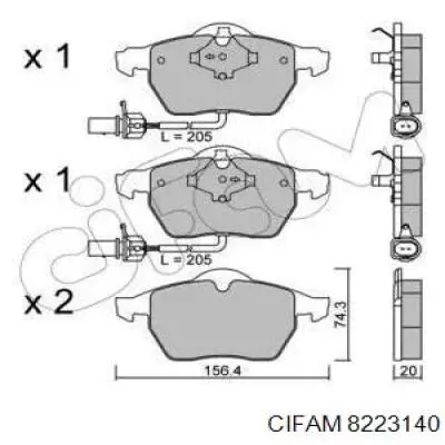 Klocki hamulcowe przednie tarczowe Cifam 8223140 cena, od 30,16 USD
