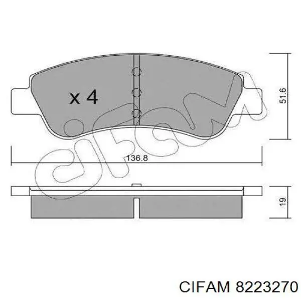 Klocki hamulcowe przednie tarczowe Cifam 8223270 cena, od 26,80 USD