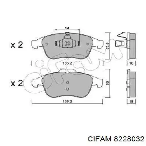 Klocki hamulcowe przednie tarczowe Cifam 8228032 cena, od 46,29 USD