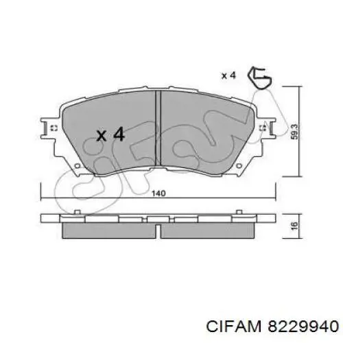 822-994-0 Cifam klocki hamulcowe przednie tarczowe