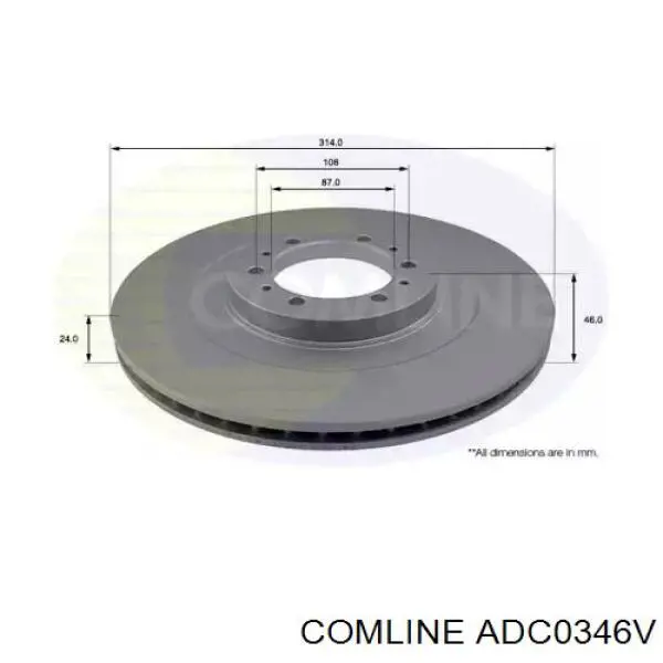 ADC0346V Comline tarcza hamulcowa przednia