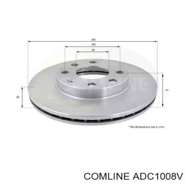 ADC1008V Comline tarcza hamulcowa przednia