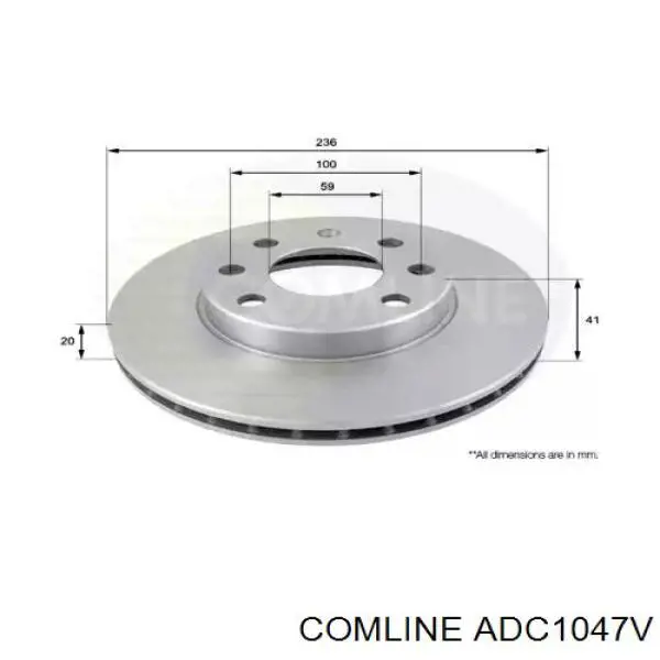 ADC1047V Comline tarcza hamulcowa przednia