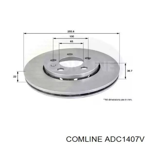 ADC1407V Comline Tarcza hamulcowa przednia