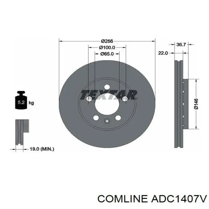 Tarcza hamulcowa przednia Comline ADC1407V cena, od 63,36 USD