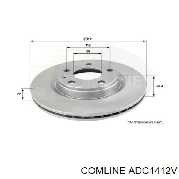 ADC1412V Comline tarcza hamulcowa przednia