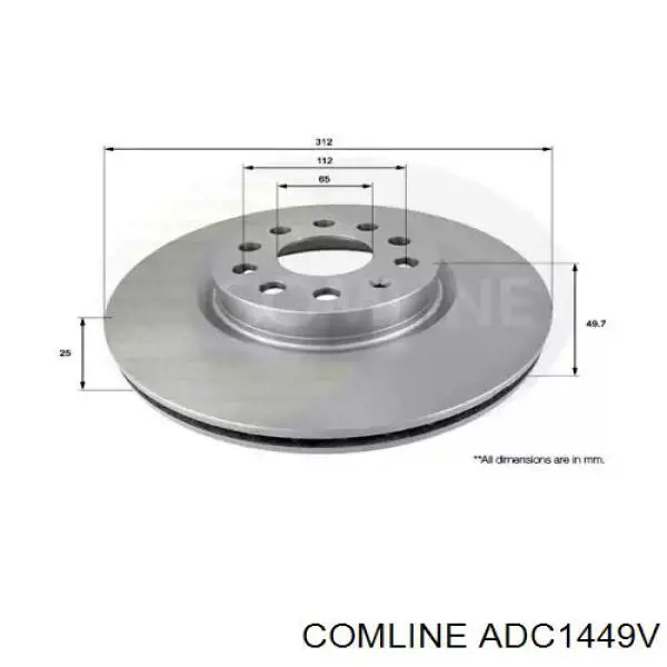 Tarcza hamulcowa przednia Comline ADC1449V cena, od 47,74 USD
