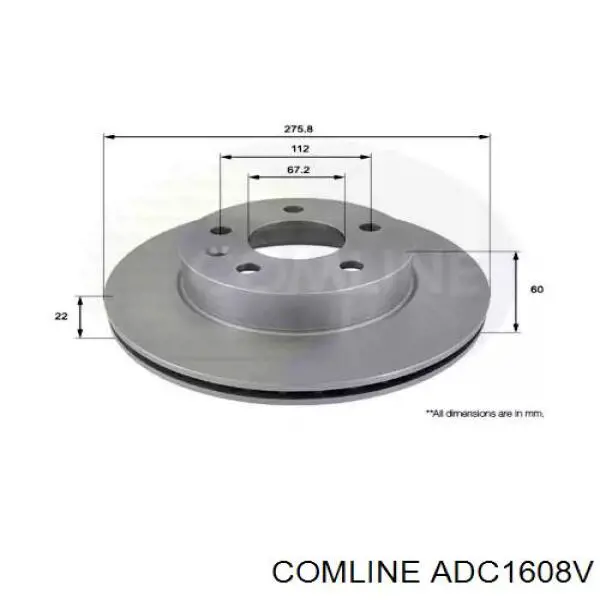 ADC1608V Comline tarcza hamulcowa przednia