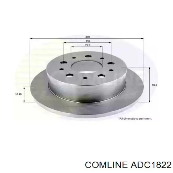 ADC1822 Comline tarcza hamulcowa tylna