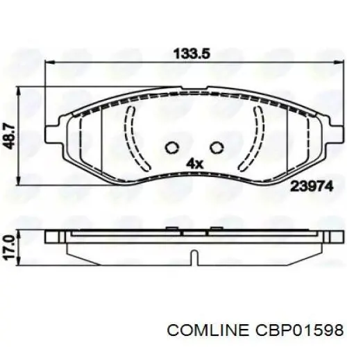 CBP01598 Comline klocki hamulcowe przednie tarczowe