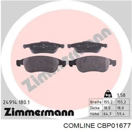 Do koszyka CBP01677 Comline Klocki hamulcowe przednie tarczowe