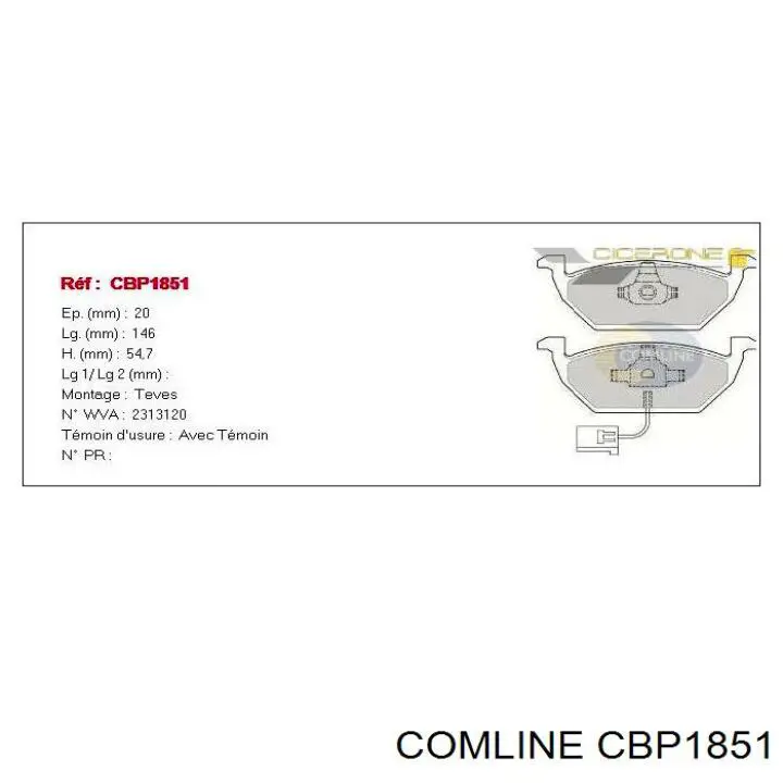 CBP1851 Comline Klocki hamulcowe przednie tarczowe