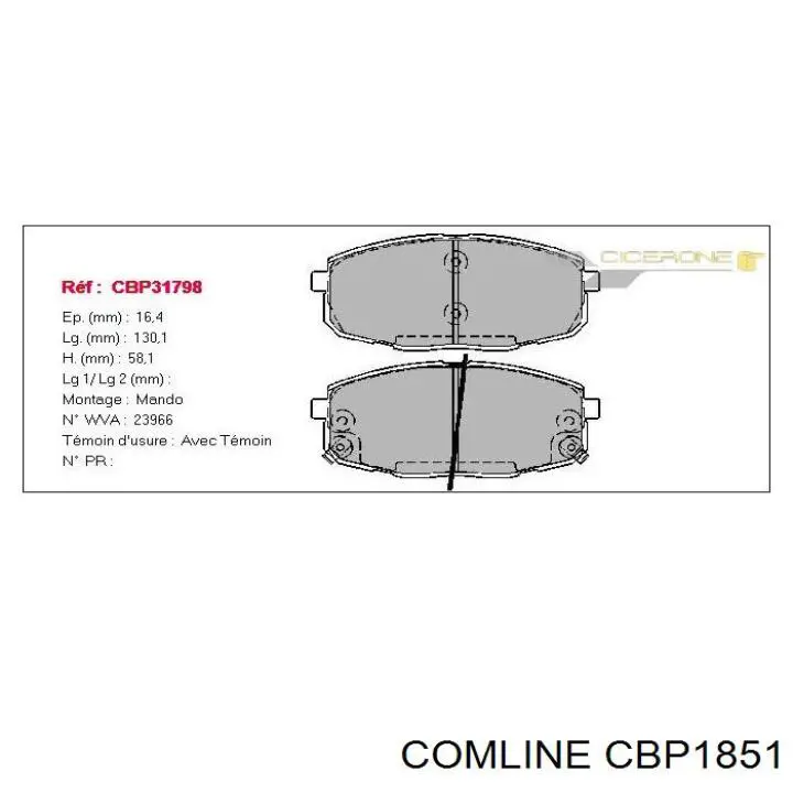 Klocki hamulcowe przednie tarczowe Comline CBP1851 cena, od 26,16 USD