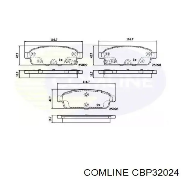 CBP32024 Comline Okładziny (klocki) do hamulców tarczowych tylne