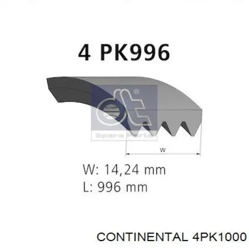 Pas napędowy mechanizmów Continental/Siemens 4PK1000 cena, od 8,15 USD