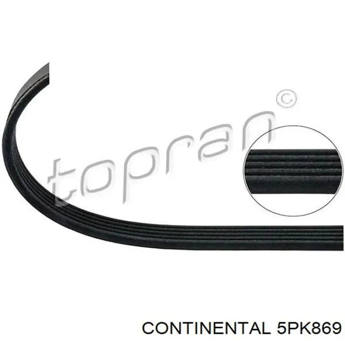 Pas napędowy mechanizmów Continental/Siemens 5PK869 cena, od 8,00 USD
