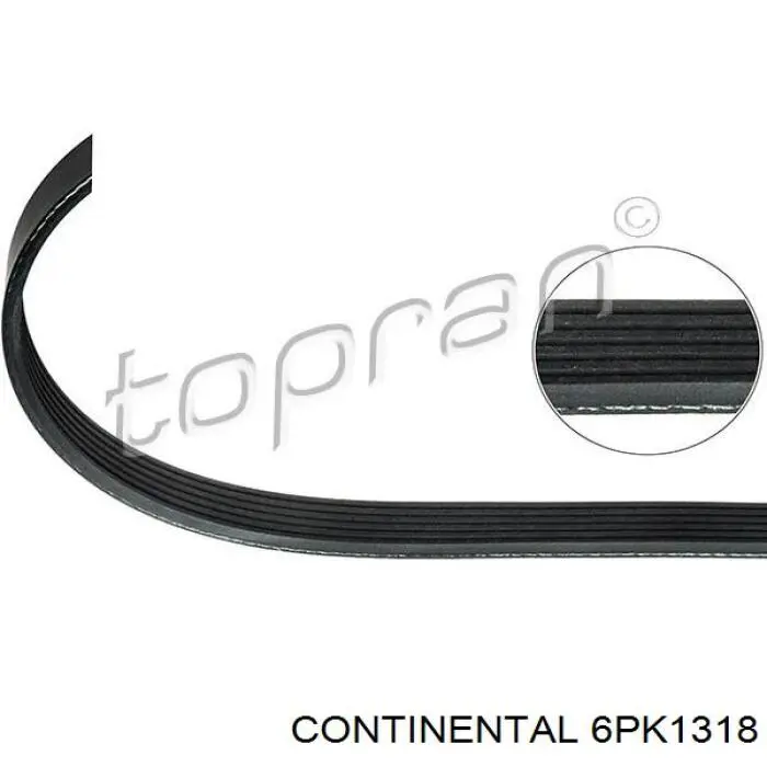 Pas napędowy mechanizmów Continental/Siemens 6PK1318 cena, od 16,77 USD