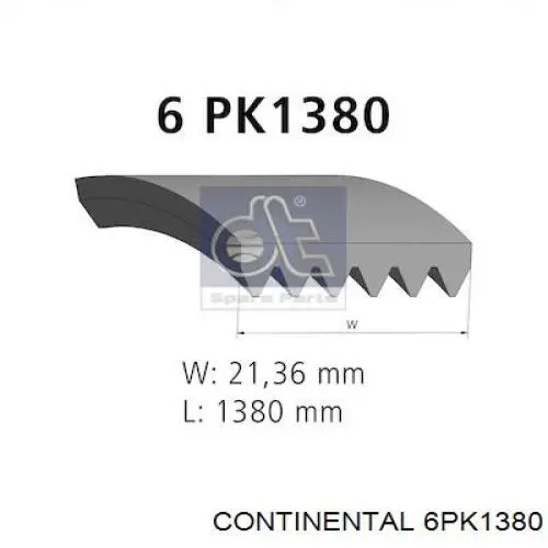 Pas napędowy mechanizmów Continental/Siemens 6PK1380