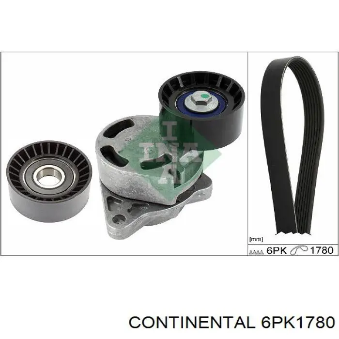 Pas napędowy mechanizmów Continental/Siemens 6PK1780 cena, od 23,06 USD