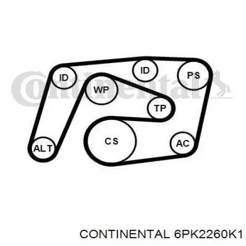 Pasek napędowy mechanizmów, zestaw Continental/Siemens 6PK2260K1 cena, od 92,37 USD