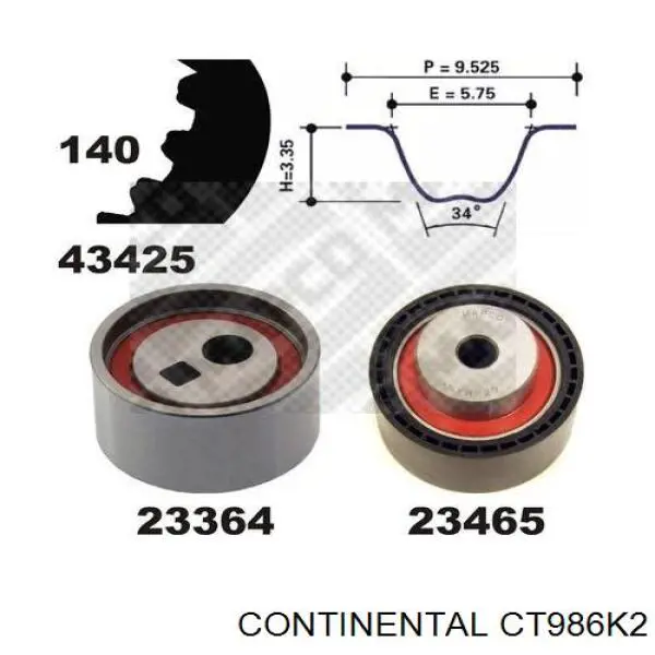 Do koszyka CT986K2 Continental/Siemens Pasek rozrządu, zestaw