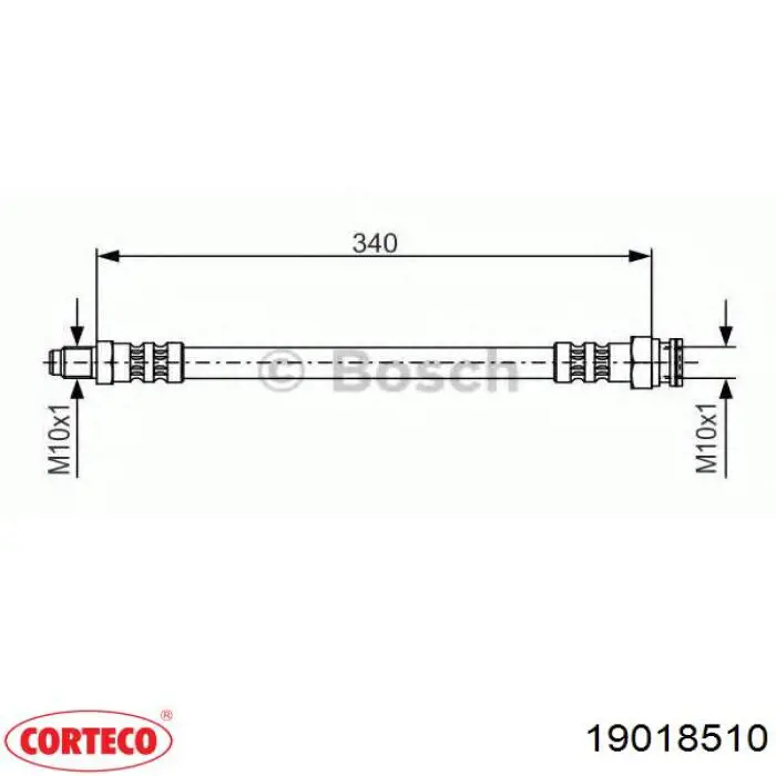 Do koszyka 19018510 Corteco Przewód hamulcowy przedni