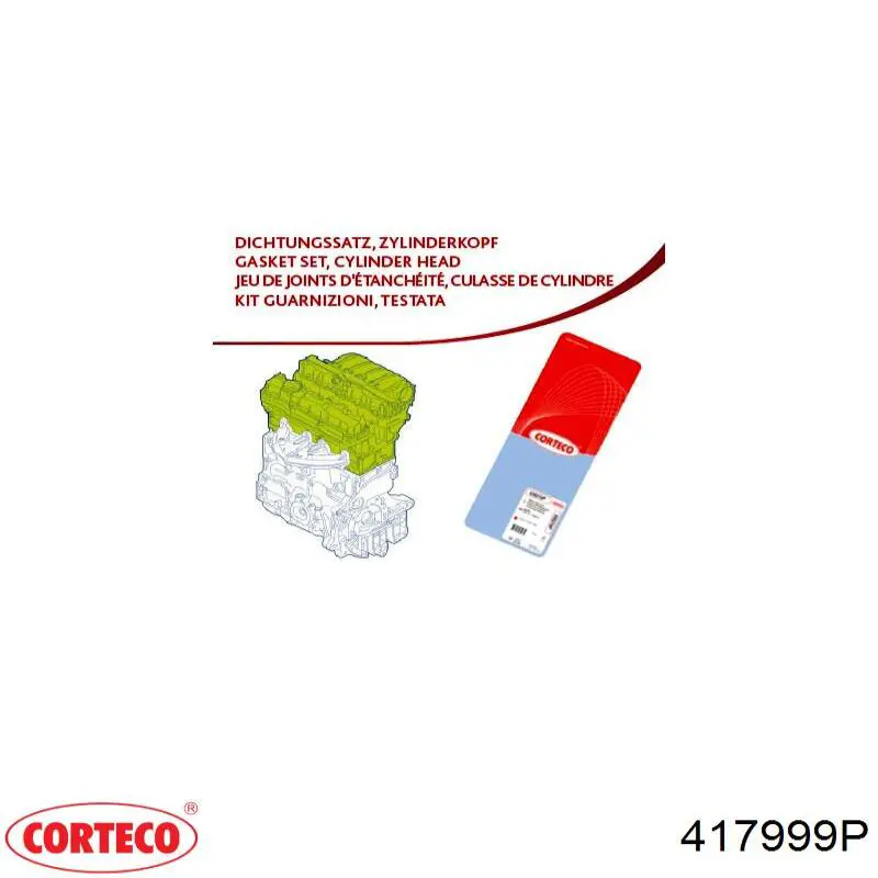 Zestaw uszczelek silnika górny Corteco 417999P cena, od 66,29 USD