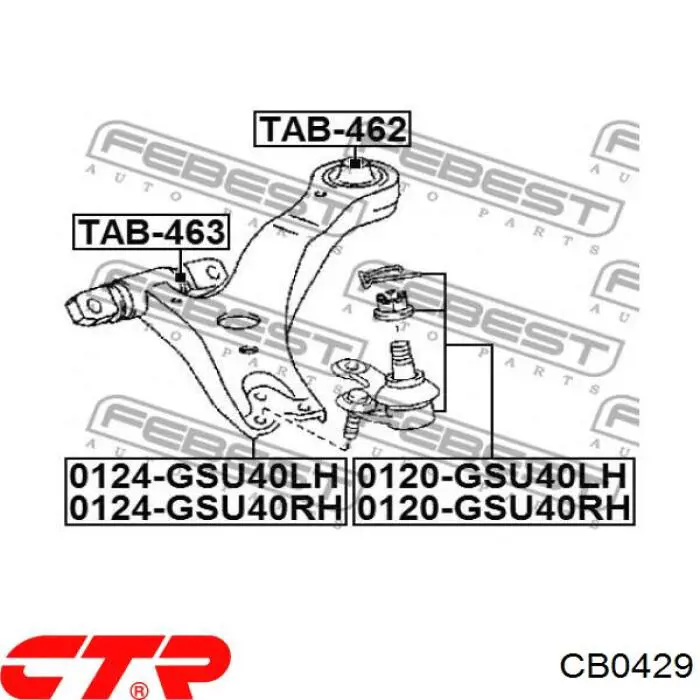 CB0429 CTR sworzeń wahacza dolny prawy