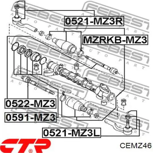 Końcówka drążka kierowniczego zewnętrzna CTR CEMZ46 cena, od 16,22 USD