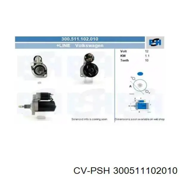 Rozrusznik VAG 0001107003 cena, od 62,90 USD
