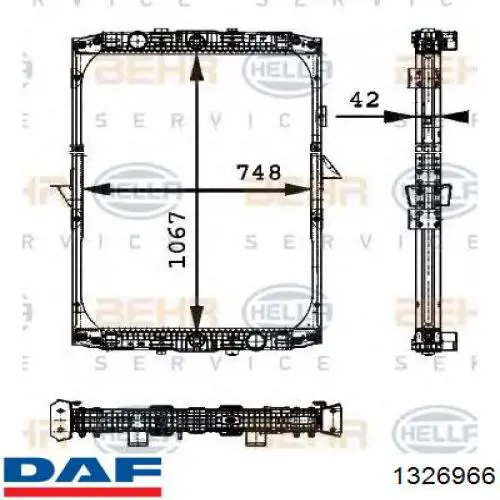 Do koszyka 1326966 DAF Chłodnica silnika