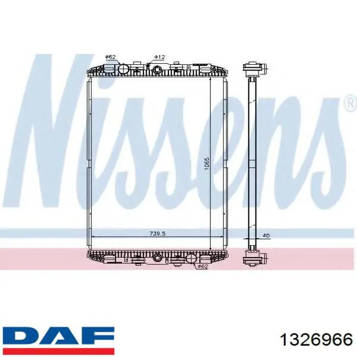 Chłodnica silnika DAF 1326966 cena, od 379,22 USD