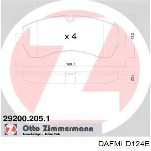 D124E Dafmi Klocki hamulcowe przednie tarczowe