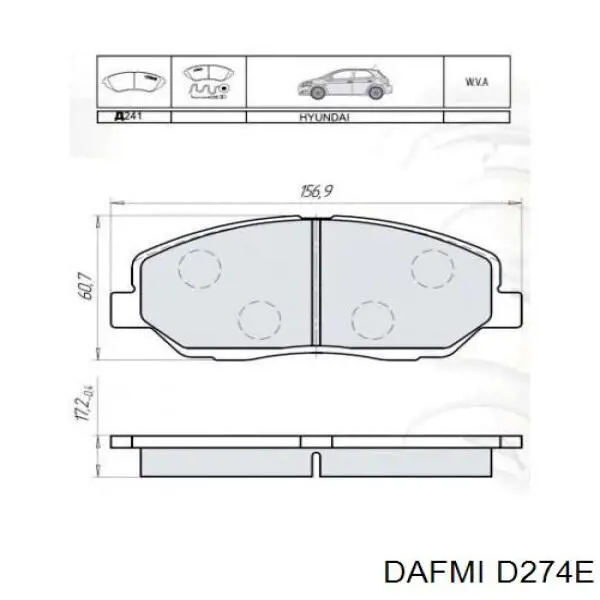 D274E Dafmi Okładziny (klocki) do hamulców tarczowych tylne