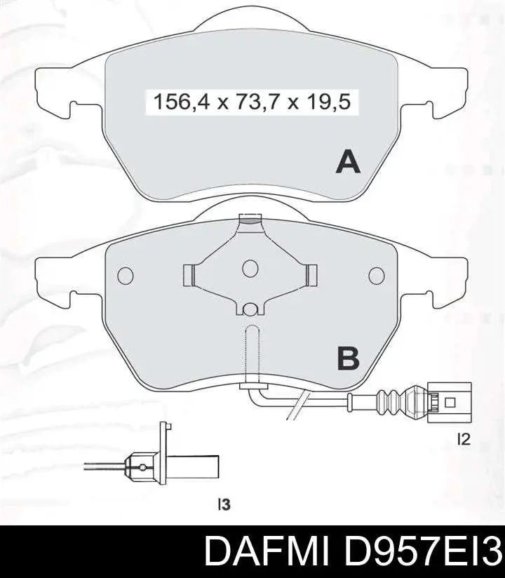 D957EI3 Dafmi Klocki hamulcowe przednie tarczowe