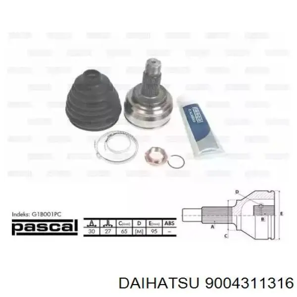 9004311316 Toyota Uszczelniacz półosi prawej mostu przedniego