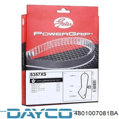 Pasek rozrządu Dayco 4801007081BA cena, od 20,81 USD