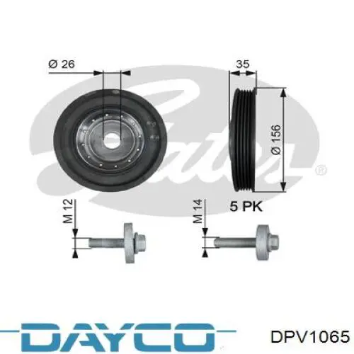 Koło pasowe wału korbowego Dayco DPV1065 cena, od 56,48 USD