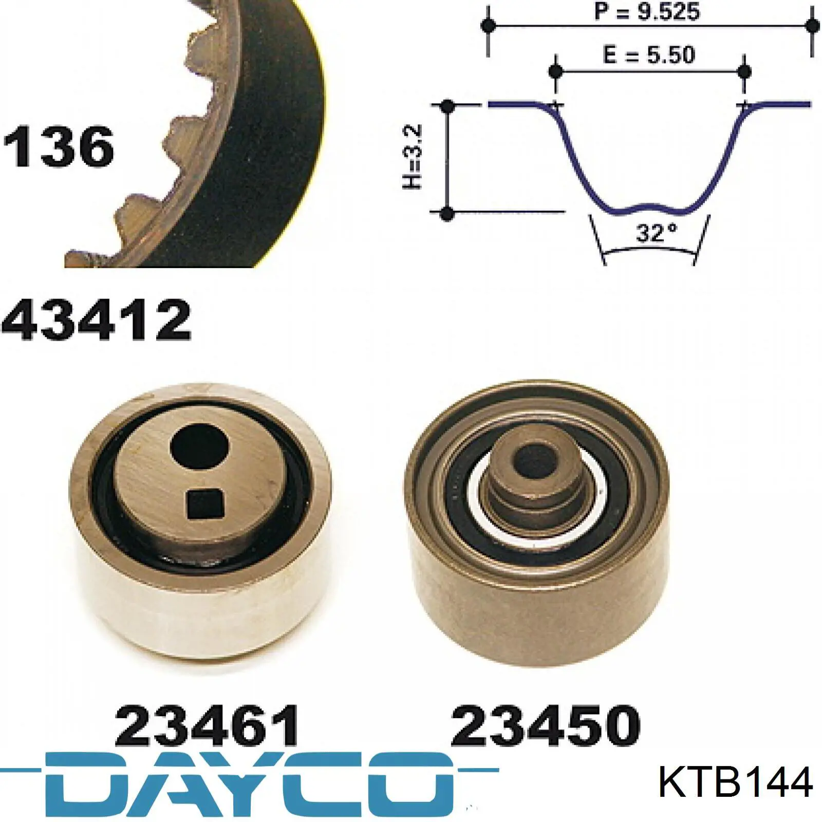 Do koszyka KTB144 Dayco Pasek rozrządu, zestaw