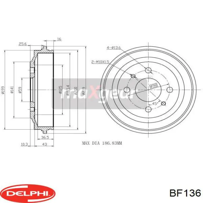 BF136 Delphi bęben hamulcowy tylny