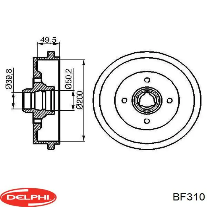 Bęben hamulcowy tylny Delphi BF310 cena, od 54,22 USD