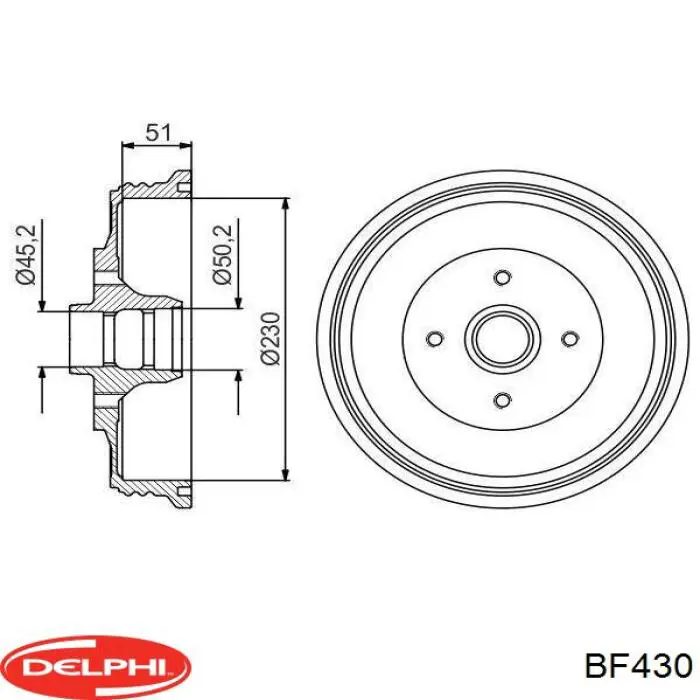 Bęben hamulcowy tylny Delphi BF430 cena, od 72,99 USD
